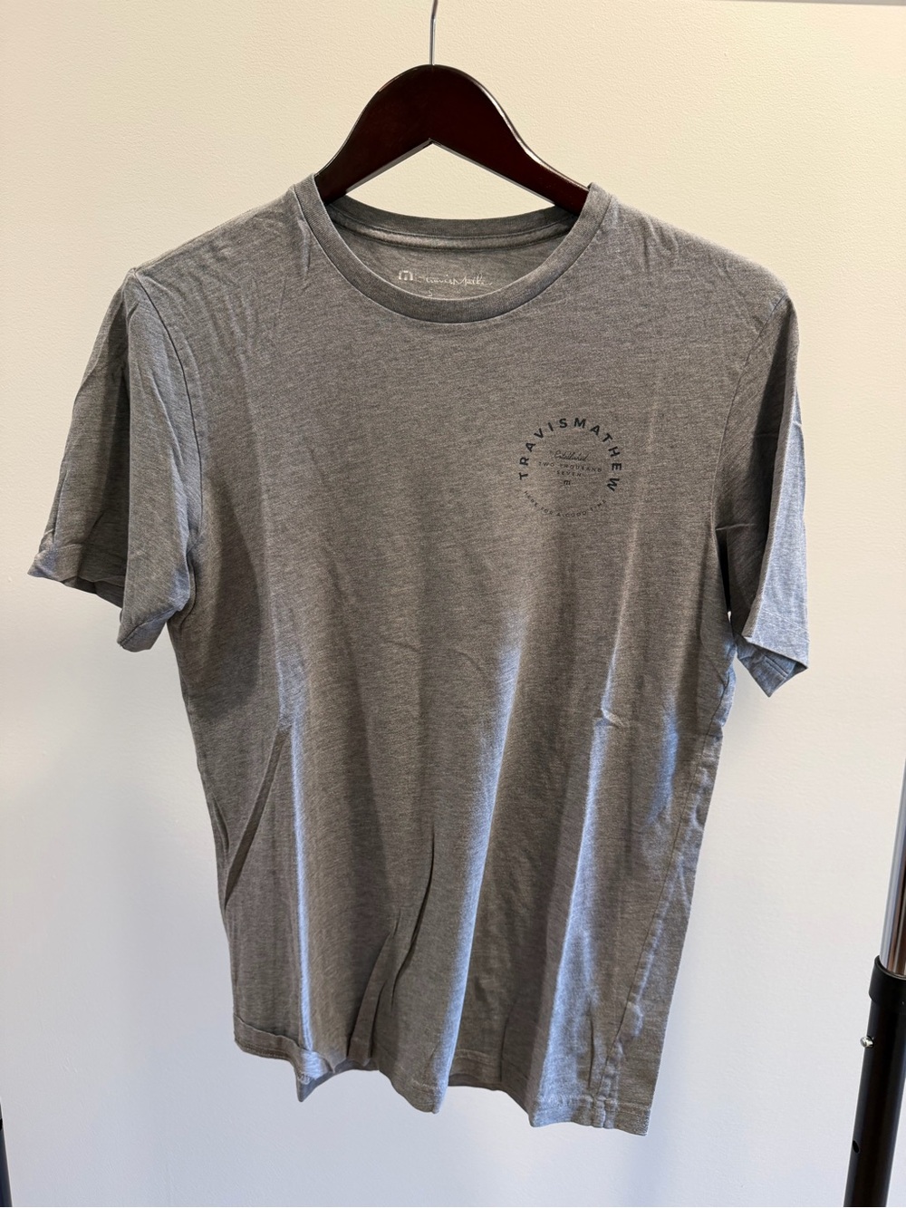 Travis Mathew Gray Short Sleeve Crew Tee with Chest Logo